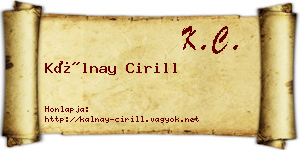 Kálnay Cirill névjegykártya